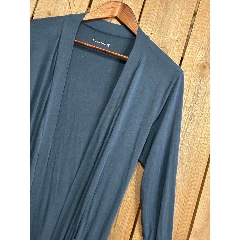 Plain Jane Women Blue Modal Blend Long Sleeve Belted Robe with Pockets XS/S